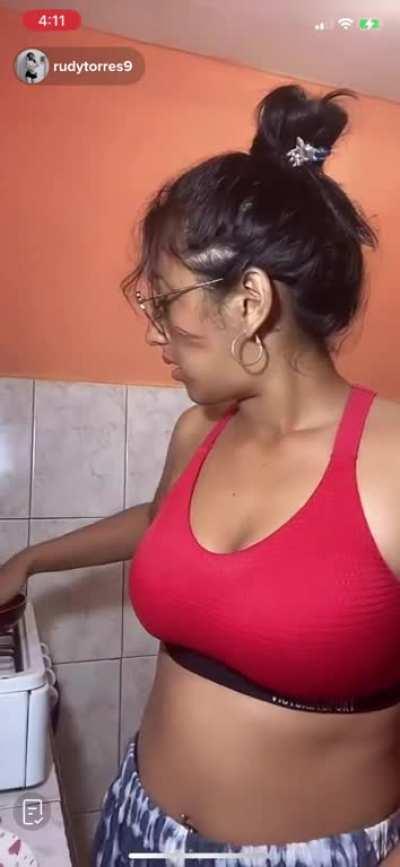 Cute latina cooking