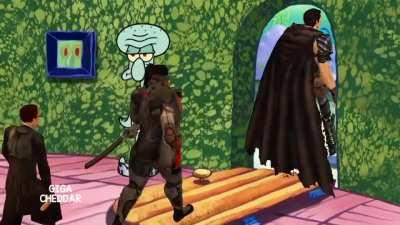 Squidward so strong he prevented a Judgement Cut End (by Giga Cheddar)