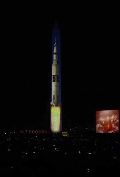 Launch of the Saturn 5 rocket for the Apollo 11 mission projected on the Washington Monument. I was even thrilled to see this video for the first time.