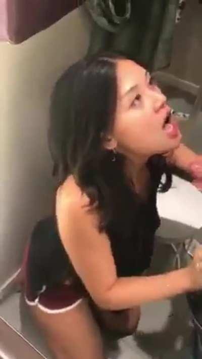 asain girl in dressing room