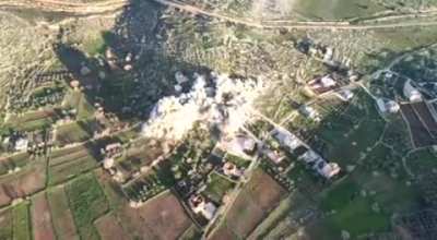 IDF destroying a Hezbollah tunnel near the Israeli border from the ground 