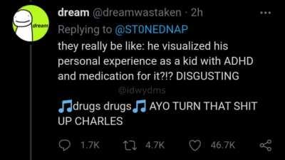 after some consideraiton i decided to make 🎵drugs drugs🎵 a actual song