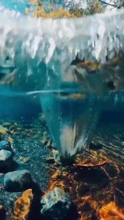 Amazing shot of falling rock