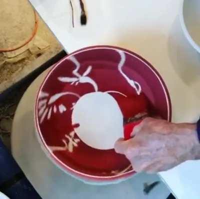 Painting an etched bowl