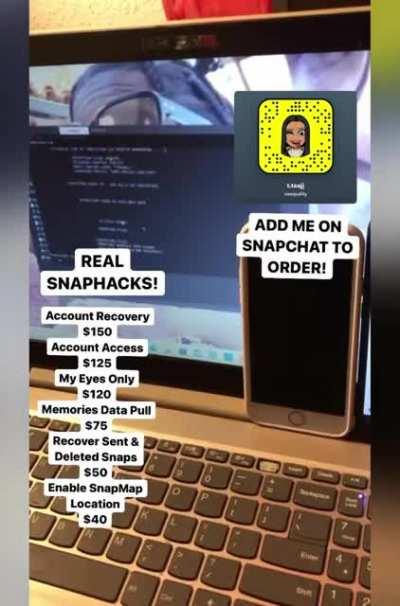 Real Snapchat & Instagram , Facebook & More Hacks Available! @naequality on Snapchat to order! Telegram Group Link With Proof In Comments!