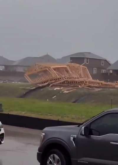 Under construction home collapsed during a storm near Houston, Texas yesterday