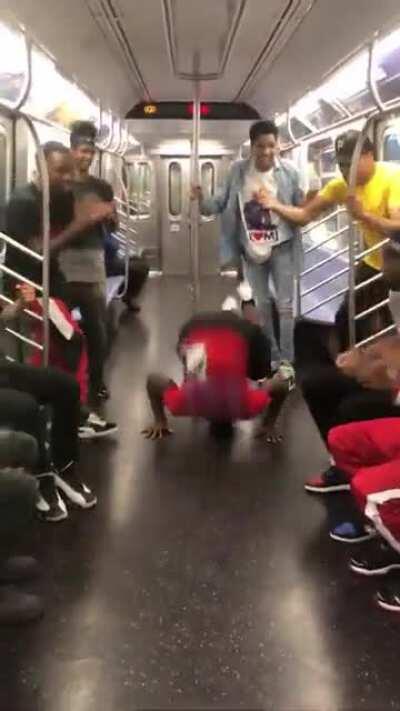 New York in the subway, these guys really enjoy life