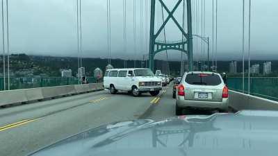 Protest on the Lions Gate Bridge Right now. 7:30am 06/22/22