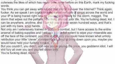 Natsuki respones to a hate comment.