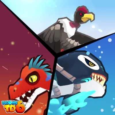 &quot;Do you think you can handle these beasts? 🦈🦖🦅&quot; &quot;Coming soon to BTD6! 🎈&quot;