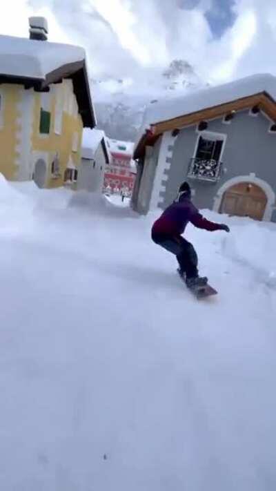 Street snowboarding in Switzerland