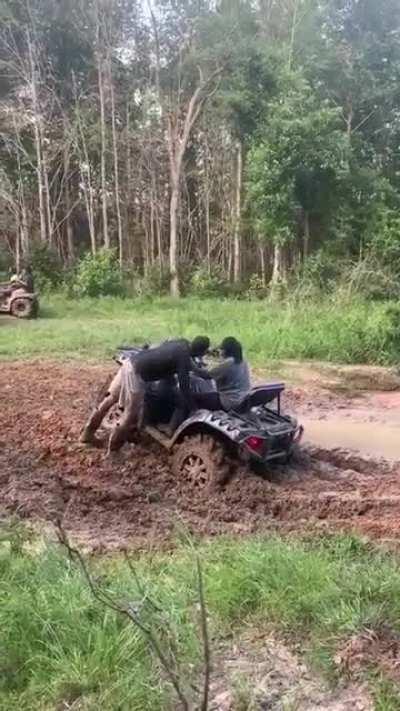 You got your 4-wheeler stuck in the mud! This is how you Yeeeeeeeeet.