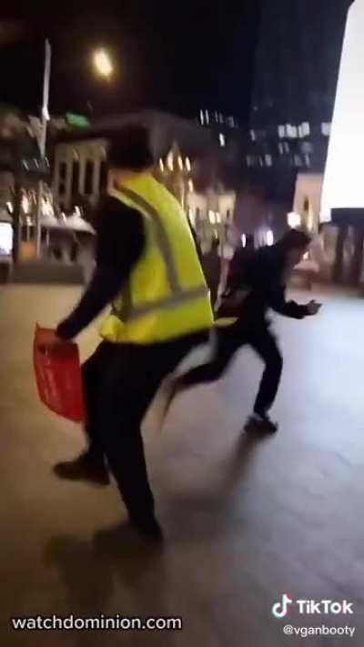 Legendary Kid steals Vegan Activist’s megaphone during protest