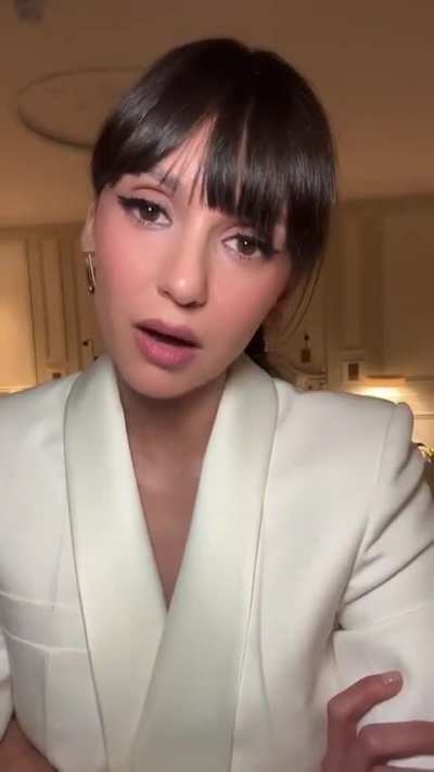 Nina TikTok with outfit for Victoria Beckham Paris Fashion show 9/28/24 