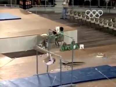 17 year old Soviet gymnast Olga Korbut stunned everyone with a move that is now known as the 