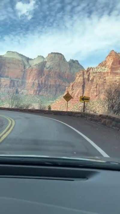 Coming Out Of The Tunnel In Zion National Park