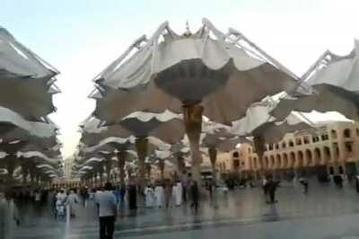 Giant &quot;Umbrellas&quot; in the Medina Haram Piazza