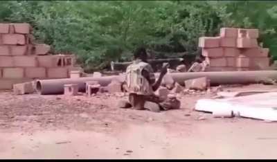 Sudanese Solider fires an RPG