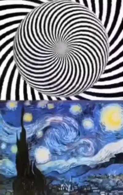 The best way to have the full Van Gogh's &quot;Starry Night&quot; experience, just stare at the center of the spiral for 20 seconds; then look back at the painting