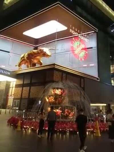 Realistic screen installation for Chinese New Year celebration at Pavilion KL, Malaysia.