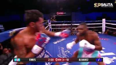 Jaron (kinky) Boots Ennis with incredibly sexy boxing and showboating vs Armando Alvarez. He's back tomorrow.