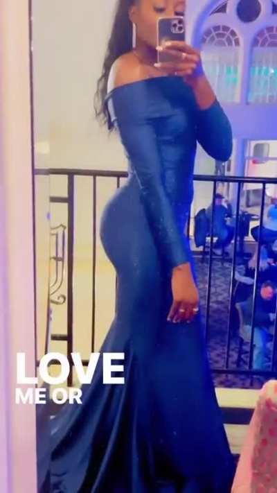Chiney Showing Off in Blue Dress