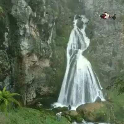 Lady in a dress waterfall