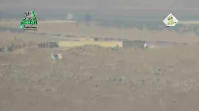 Nour al-Din al-Zenki Movement target a gathering of Hezbollah fighters outside of Aleppo with an 9M113 Kornet - 2016