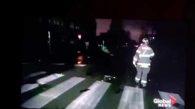 Fireman reacts to jogger after tornado in Nashville