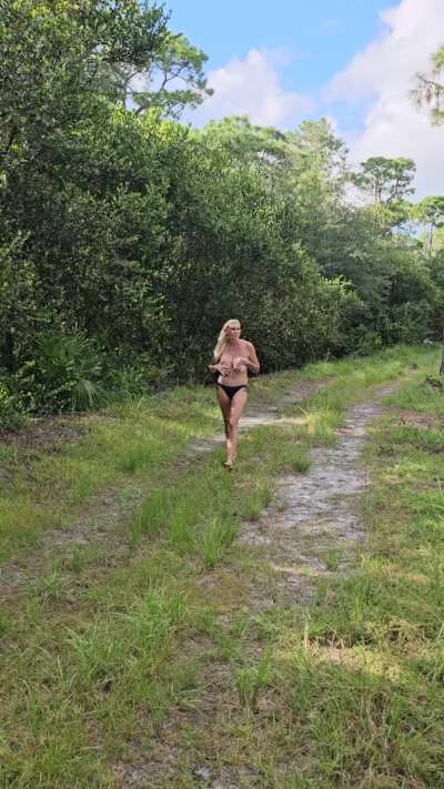 Titty walk in the woods