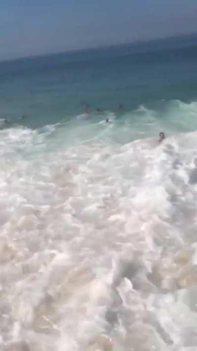 After a week of heavy rain, the waves have tripled in size on Rio's beaches