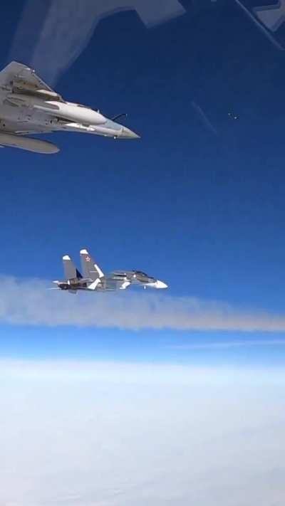 French Mirage 2000-5 intercepted 2 russian SU-30-M and An-72 over the Baltic Sea. 29/02/2024