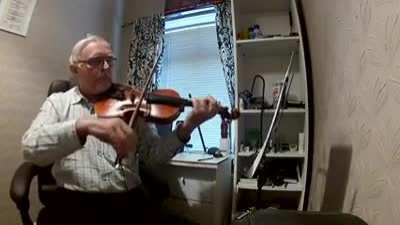 Grandpa doing the bad piggies song on a violin