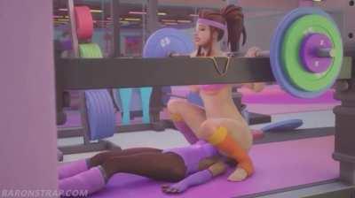 Sombra spotting Brigitte on the Squat Rack (BaronStrap) [Overwatch]