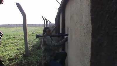 Very lucky Syrian rebel gets grazed by a bullet. Syria 2012.