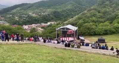 khabib hosting his promotion on the side of a hill