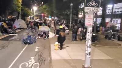 BLM protesters watch Black Panther as they Occupy Rochester City Hall 9/15/2020