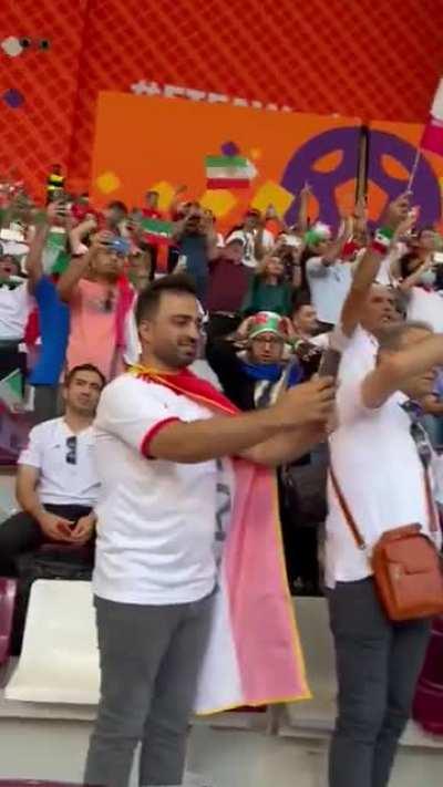 Spectator brought pre revolution flag of Iran as sign of protest - Iran and England match