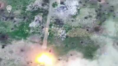 A Russian APC explodes in a spectacular fashion. Novomykhailivka, Donetsk region. April 2024