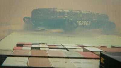 SUEZ SHIP FLIES AWAY