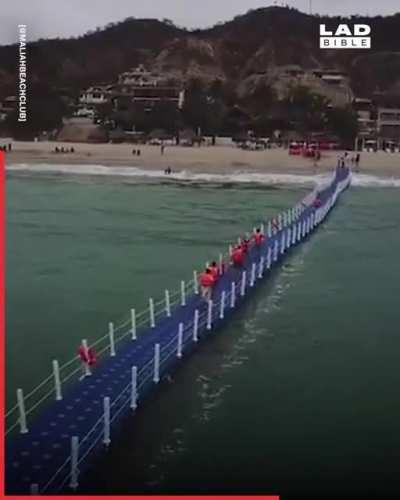 The floating wave bridge on the beach.