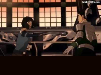 When people say korra only punched and kicked and didn't know traditional bending (even her waterbending is like Katara)