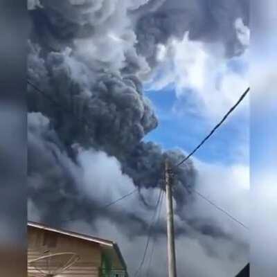 Sinabung volcano eruption. Indonesia. 2020