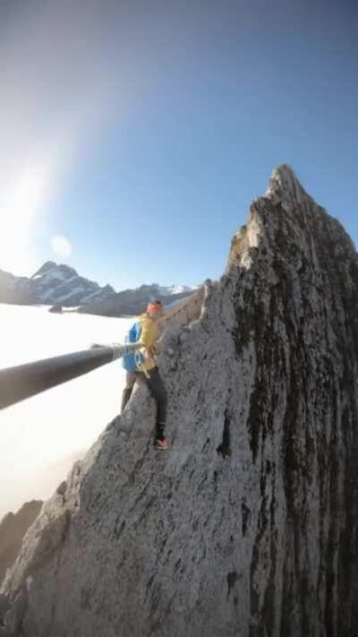 This person climbed up this mountain in Switzerland and got this incredible shot.