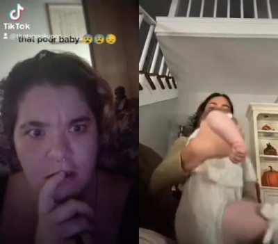 Imagine making a TikTok jiggling and shaking your baby to a shitty sound. SMH 😒 poor baby