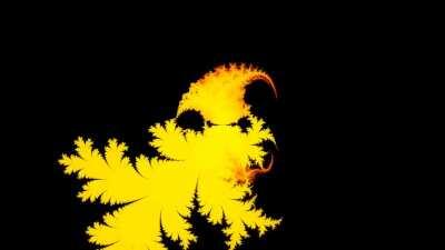 Mandelbrot set for the sequence z(n+1) = cos(z(n)) + 1/c, with z(0) = 2.5*exp (iθ), θ between 0 and π