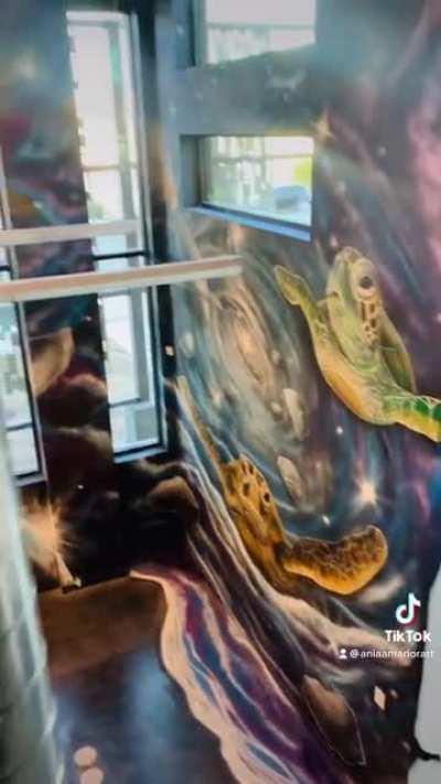 Ocean/galaxy themed mural timelapse