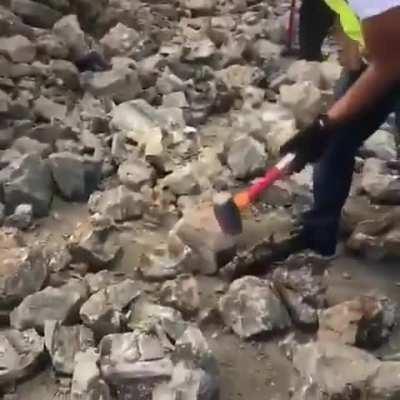 Spanish Police finding 1,000 kilograms of cocaine hidden inside of rocks...