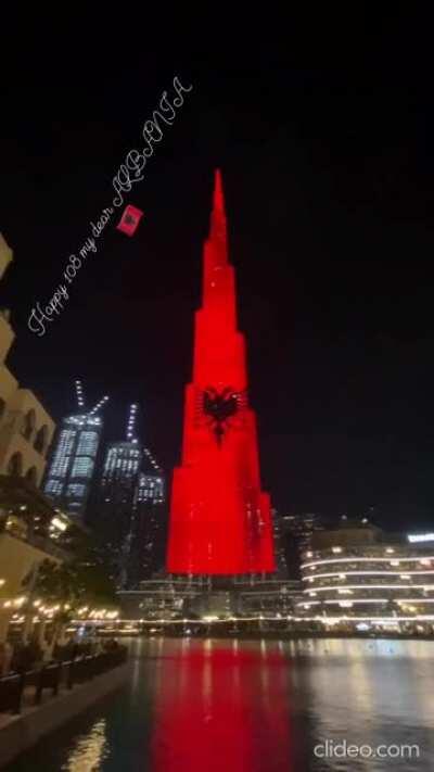 Albanian Flag displayed in Burj Khalifa. Thank You Dubai.