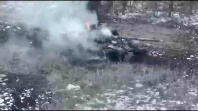 Ukraine drone operator destroying russian tank with a single dropped granade